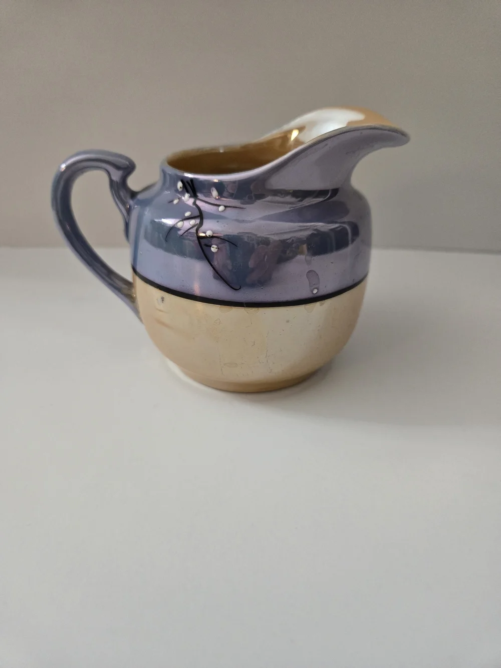 Takito Lusterware Cherry Blossom Creamer Pitcher Hand Painted Japan, Vintage